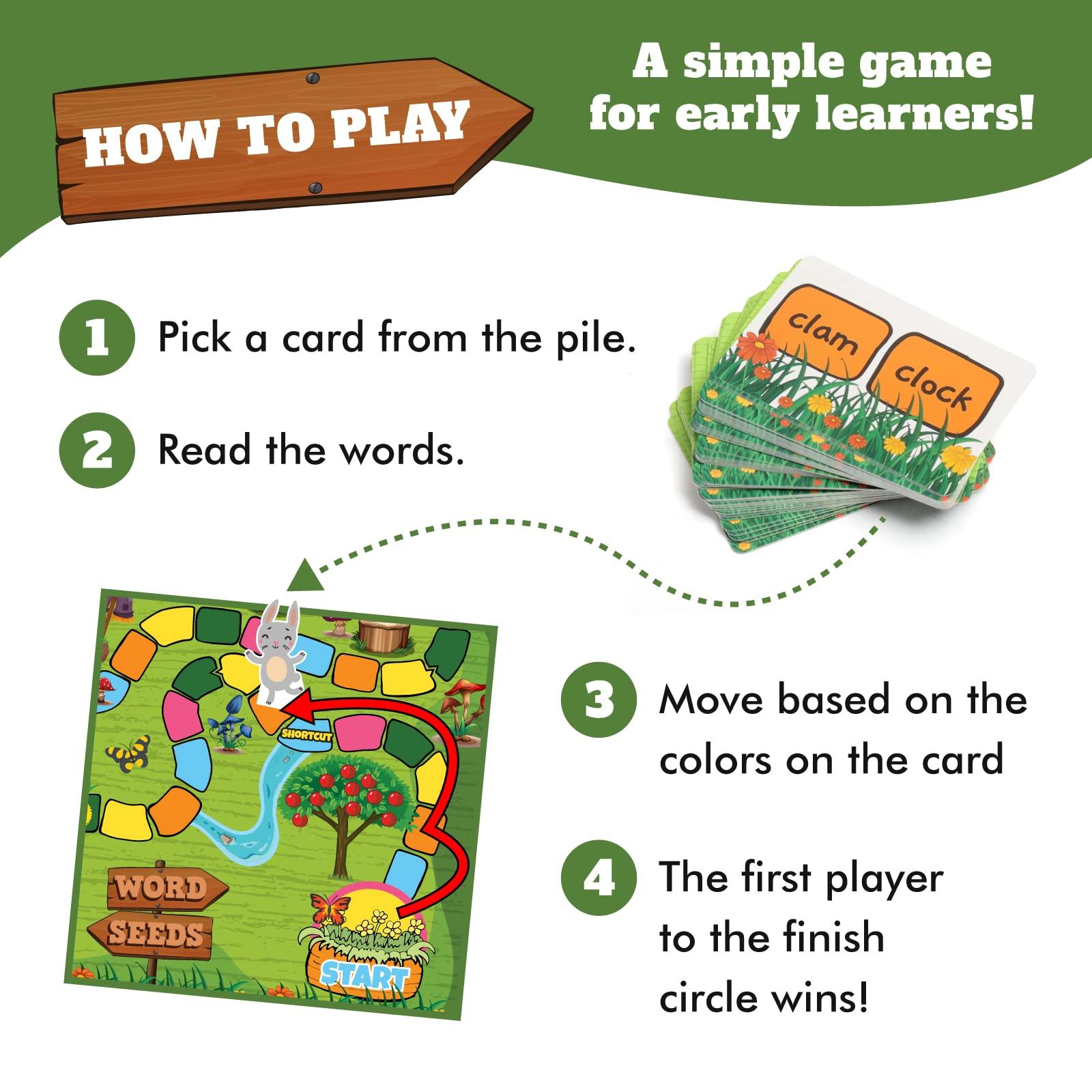 Melby Toys Word Seeds - Phonics Games for Kids Ages 4-8, Kindergarten Learning Activities, Learn to Read Game, Kindergarten Games for Classroom, CVC Games