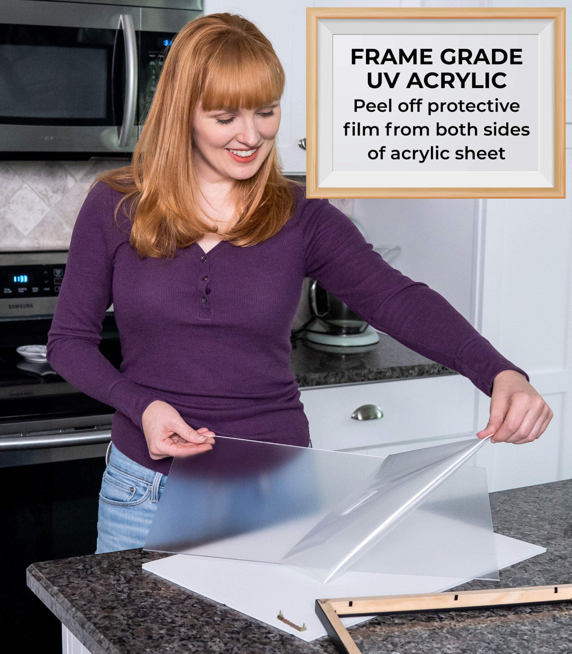 CustomPictureFrames.com 13x39 Puzzle Frame Kit with Glue Sheets | White Mid Century Picture Frame | Real Wood with UV Resistant Acrylic Front | Made to Preserve and Display Puzzles Measuring 13x39 Inches