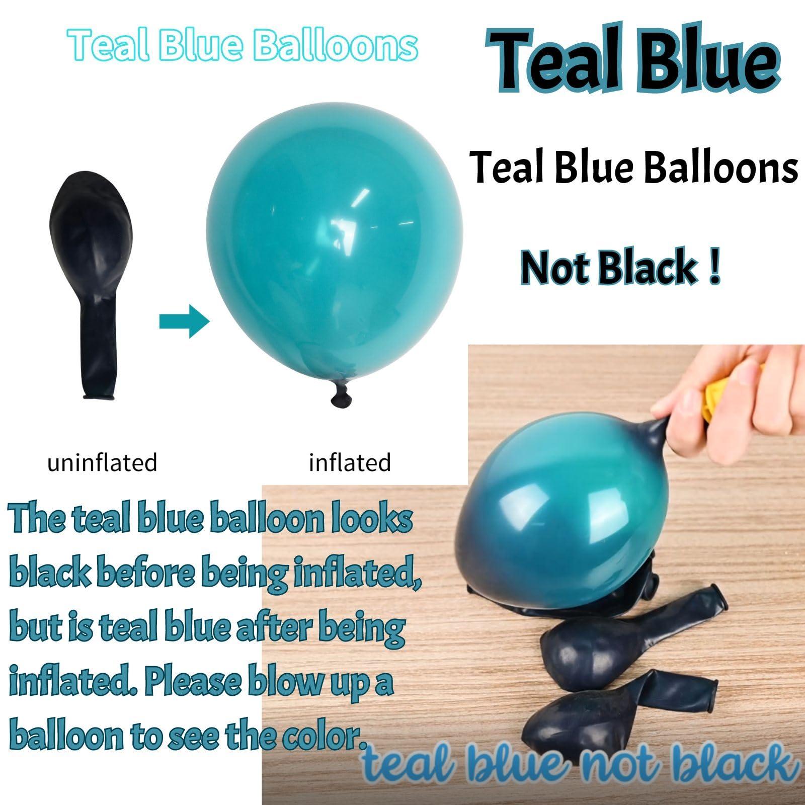 Domgoge Matte Turquoise Blue Pearl White Balloons Garland Arch Kit Metallic Gold Balloon with Gold Confetti Latex Balloon Teal Blue Balloons Chrome Gold Party Decorations Supplies Birthday Baby Shower