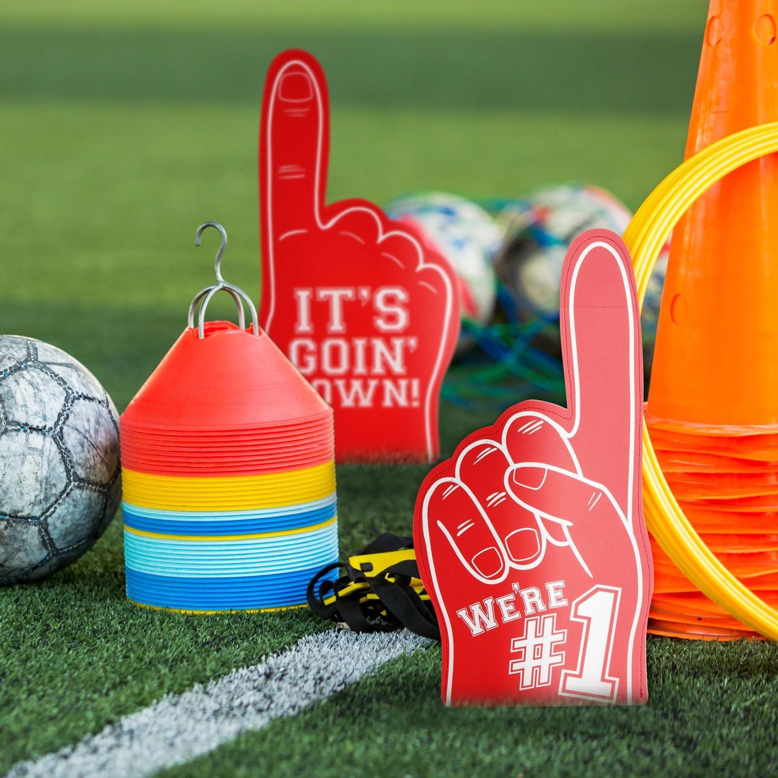 Okuna Outpost Okuna Outpost 2 Pack Red Foam Fingers #1, It\'s Goin\' Down for Sports Fan Accessories, Cheering, Party Favors, 17.5 Inch Giant Foam Hand