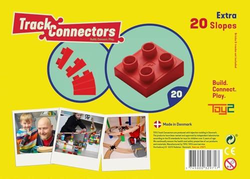 TOY2 TOY2 Wooden Train Track Accessories - Track Connectors for Wooden Train Set & Building Bricks - Educational Toys for Stem Bins, Toy Building Sets & Learning Games Track Connectors Slopes, 20 pcs