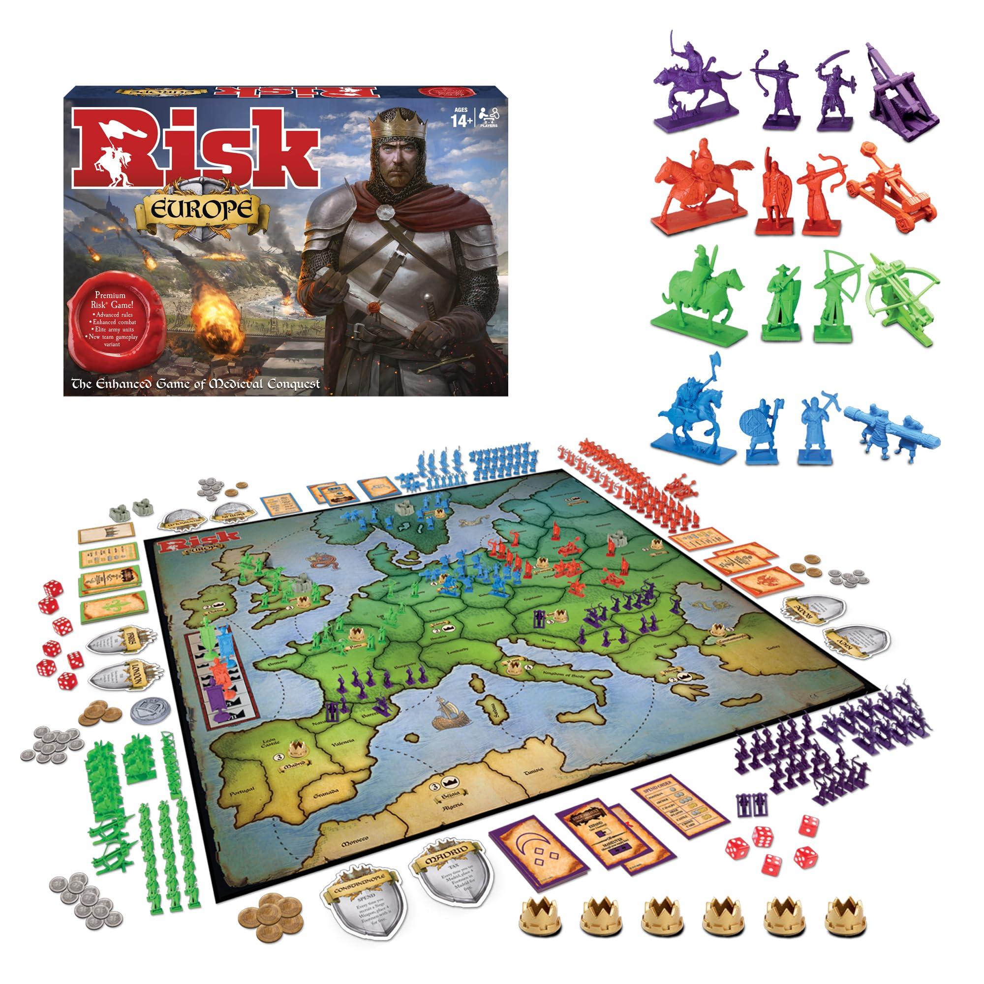 Winning Moves Games Risk Europe by Winning Moves Games USA, a Medieval Conquest of Europe Complete with Siege Weapons, Archers and Much More, for 2 to 4 Players, Ages 14+ (1232)