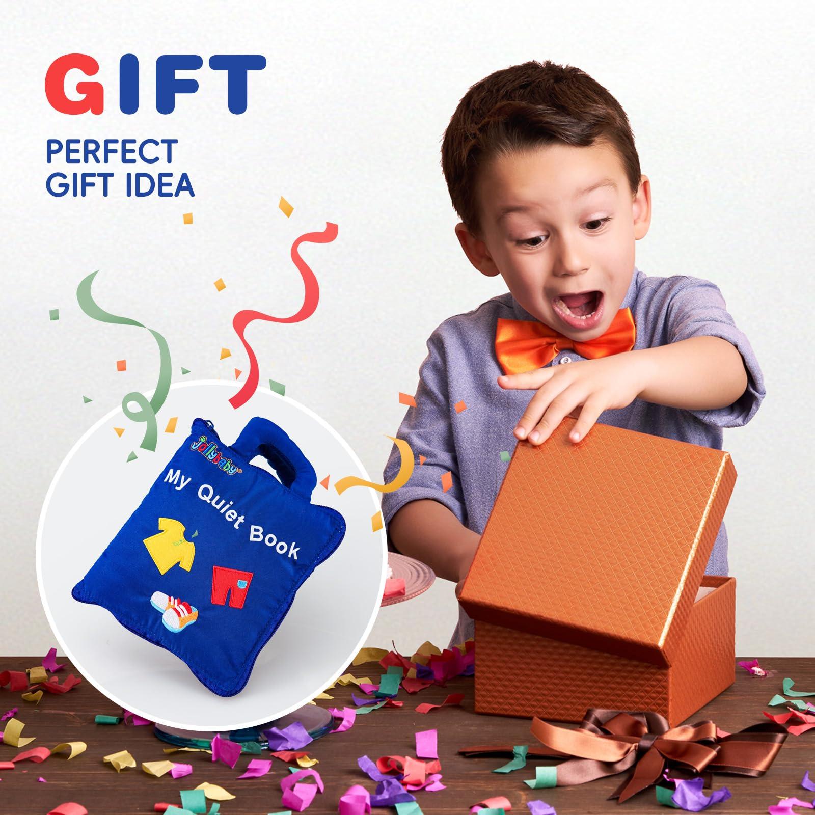 Jollybaby Jollybaby Baby Soft Busy Books -My Quiet Book, Travel Toy & Montessori Sensory Educational, 10 Preschool Learning Activities for 1 2 3 Year Old Toddlers Boy Girl(Blue)