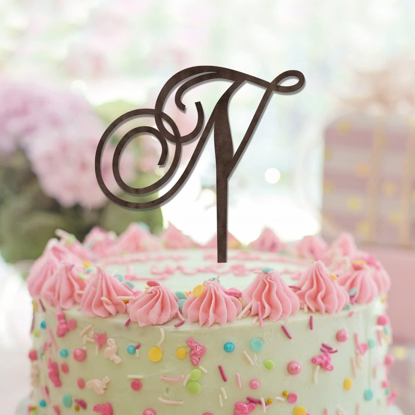 lutieger Monogram Cake Toppers Letter N Wood Brown Custom Any Initial For Wedding Birthday Party Decor Rustic Bridal Shower Gifts For Men Women Initial A B C D E F G H I J L M N K O P R S T U V W X Y Z
