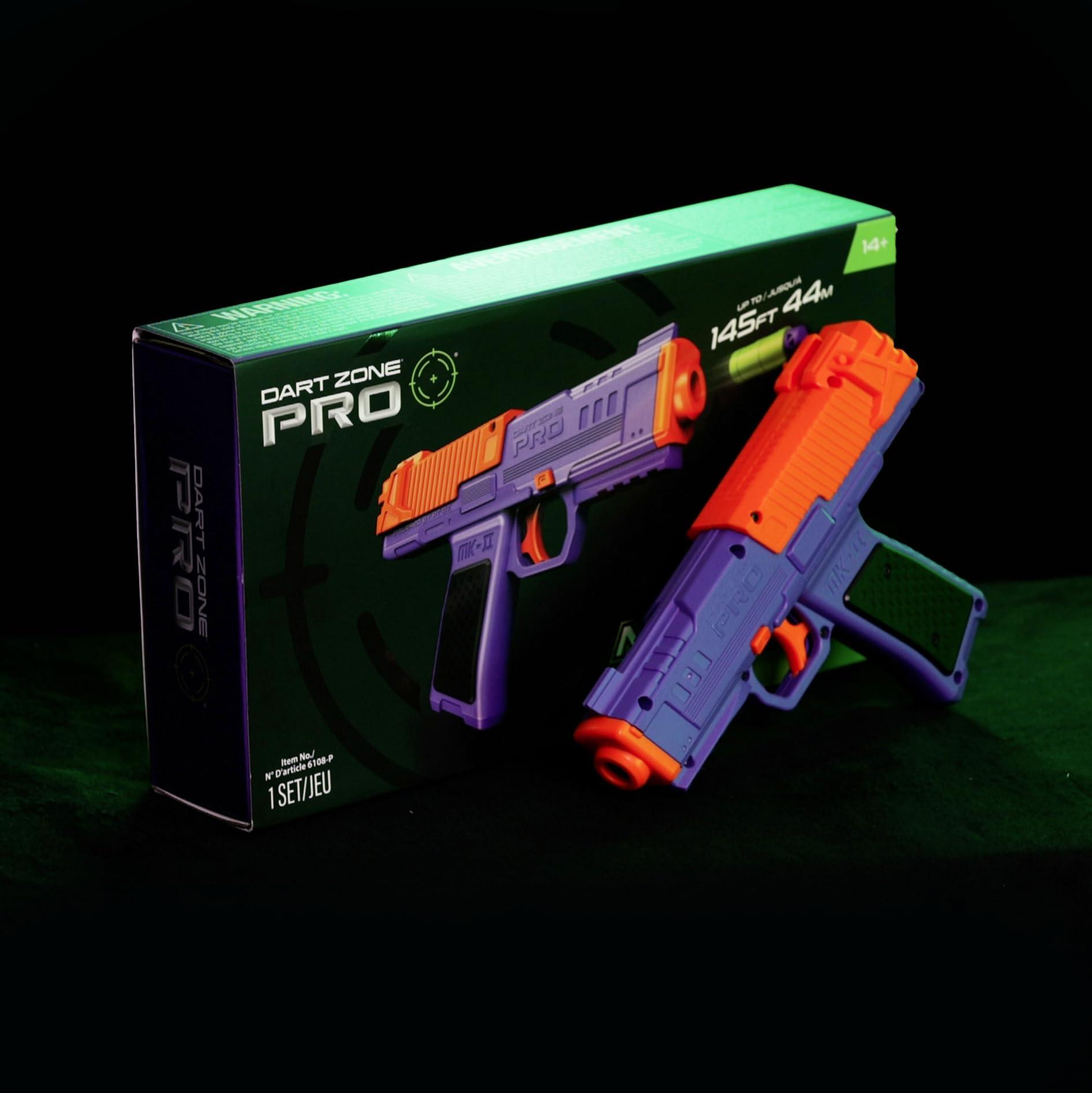 DART ZONE DART ZONE Pro-Series MK-2 120 FPS Foam Blaster for Adults, Teens - Soft Bullet Blaster Ages 14+ with 18 Half Length Darts, 2 Mags & Holsters Red Toy Pistol Blaster 120 ft Range
