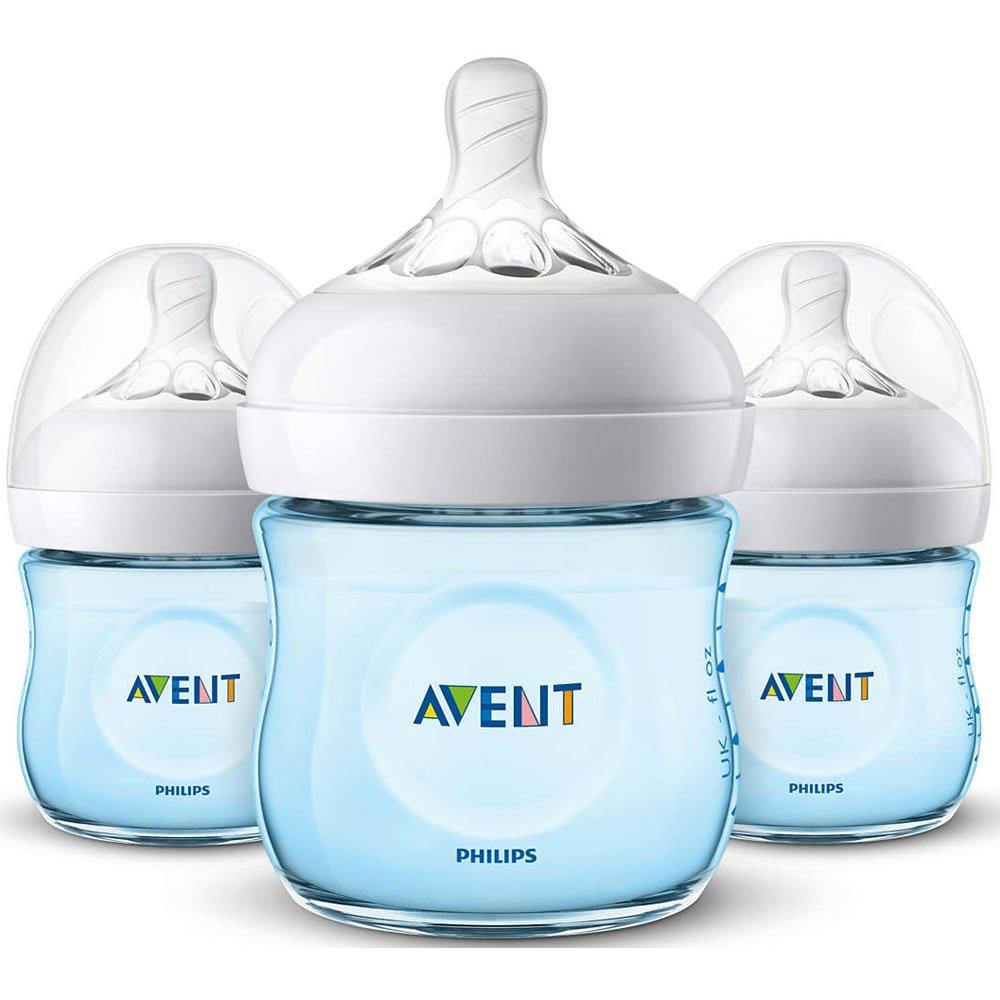 Philips AVENT Philips AVENT Natural Baby Bottle, SCF010/39, Blue, 4 Ounce (Pack of 3)