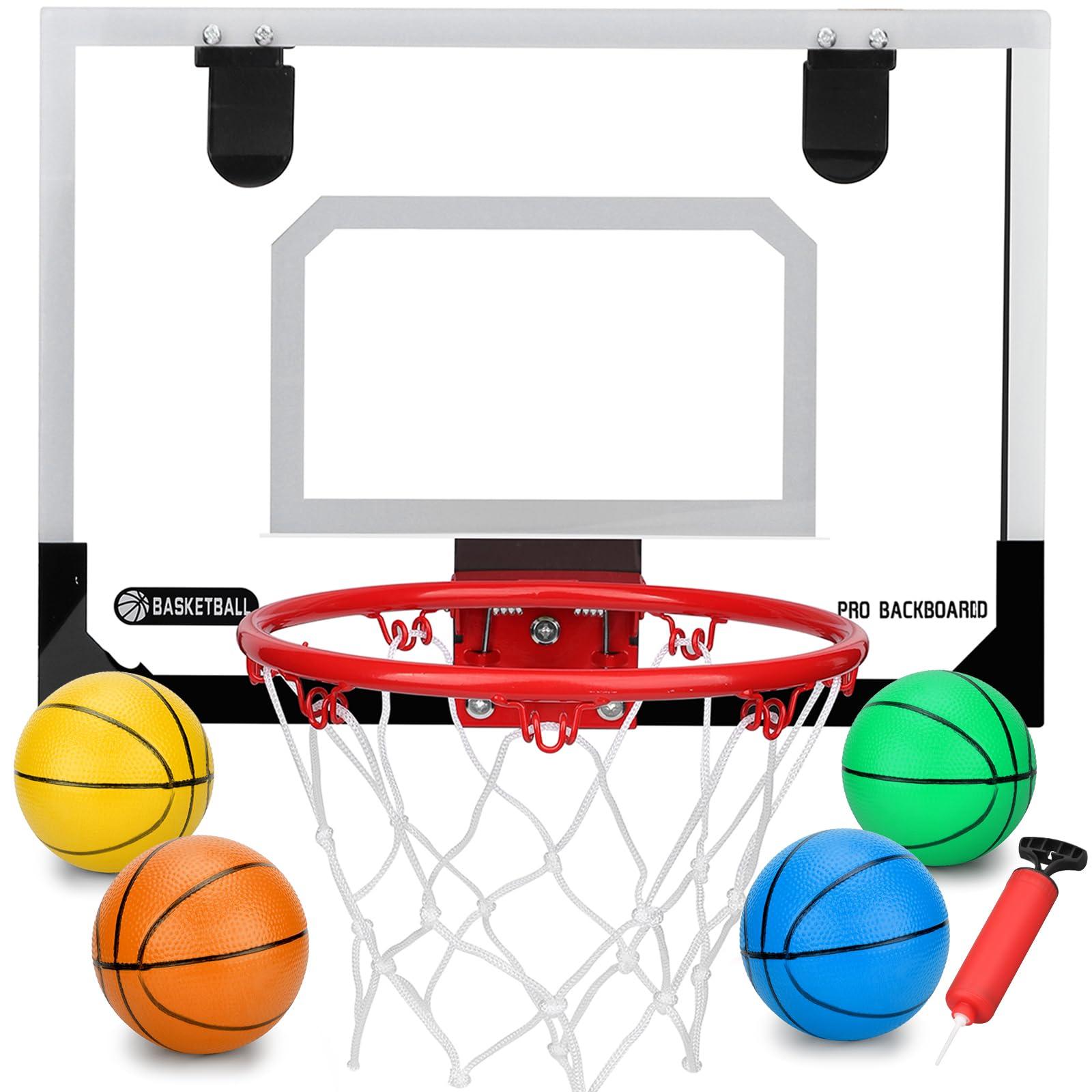Anzmtosn Pro Mini Indoor Basketball Hoops Set for Door, Boost Wall Mount Basketball Hoop for Wall Outdoor Office, Upgrade Large 9 Inch Dunk Rim 6 Inch Balls Sport Game Ideal Gift Prize for Kids Adults