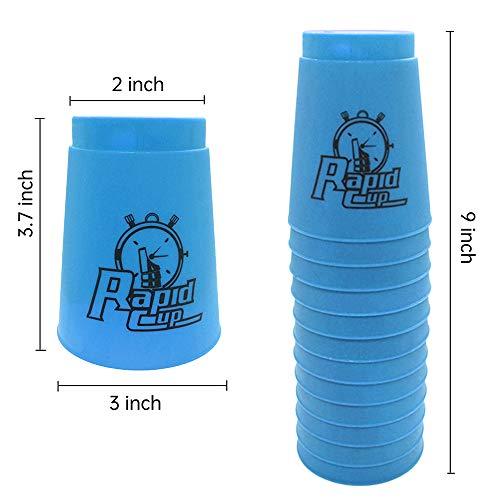 Kuiji Quick Stacks Cups Sports Stacking Cups Speed Training Game Classic Interactive Challenge Competition Party Toy Set of 12 with Carry Bag-Blue