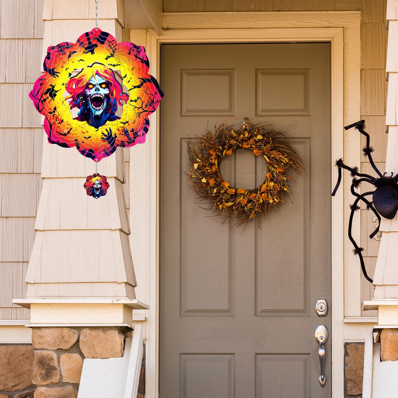 JOINOW Halloween Metal Wind Spinners Hanging Wind Spinner Garden Ornament Gifts for Women/Men,12inch Wind Spinner for Home Party Decor,Outdoor & Indoor Decorations