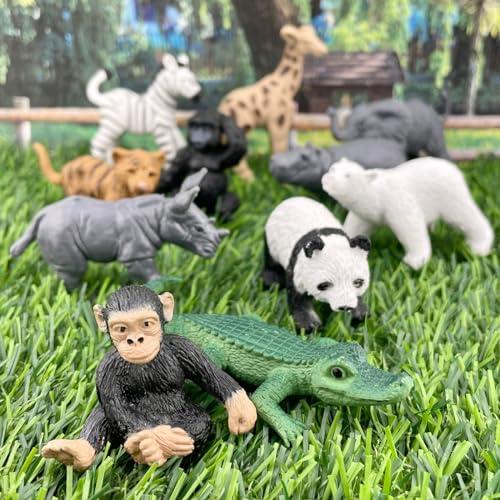 Safari Ltd. Safari Ltd. Zoo Babies TOOB - 11 Figurines: Zebra, Panda, Hippo, Chimpanzee, Rhino, Alligator, Gorilla, Elephant, Tiger, Polar Bear, Giraffe - Educational Toy Figures For Boys, Girls & Kids Ages 3+