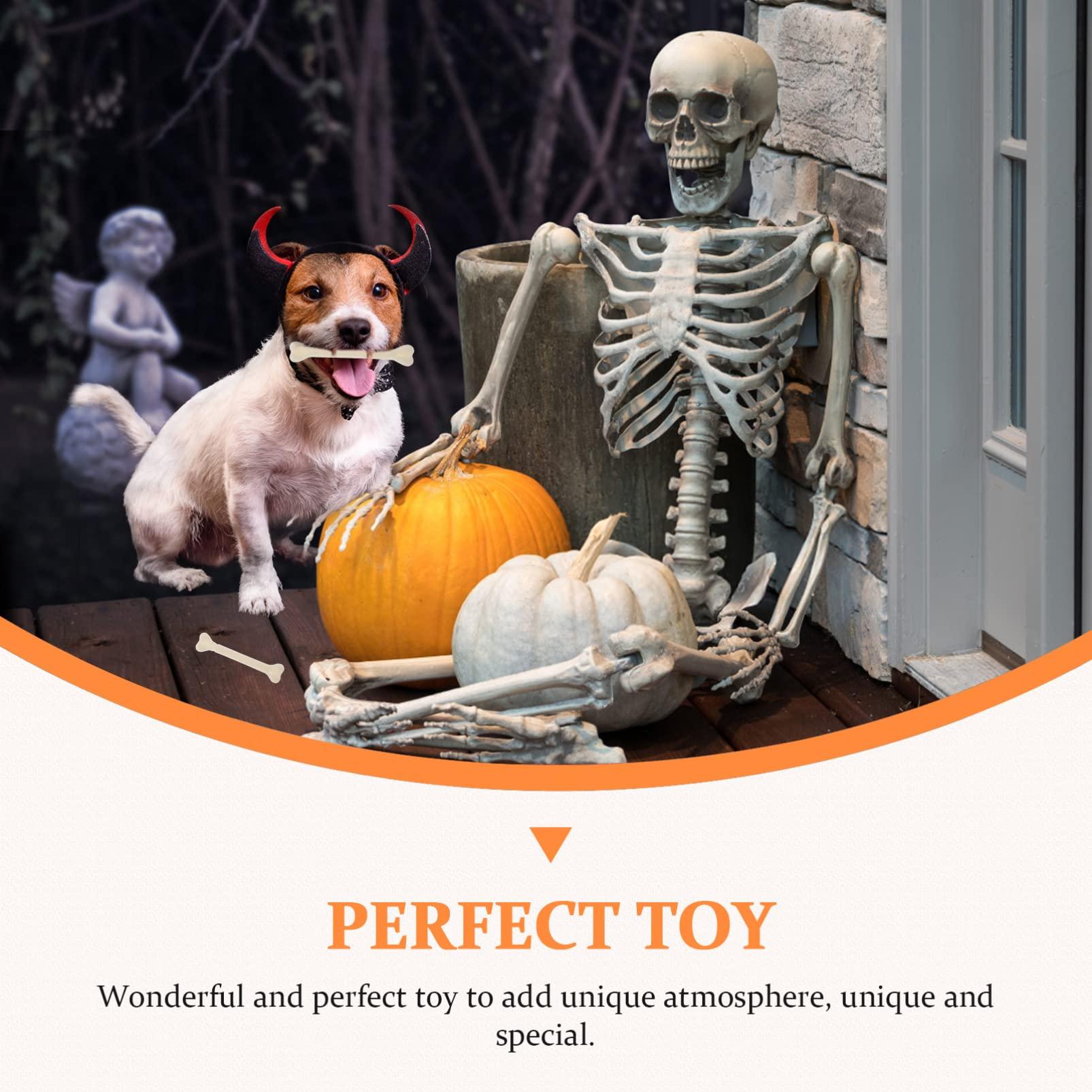 Gadpiparty Gadpiparty 48pcs Halloween Bones Decor White Plastic Bone Halloween Props Mini Skeleton Fake Bones Plastic Skeleton Bones Plastic Bones for Halloween Party Fake Plastic Bones Toy Artificial