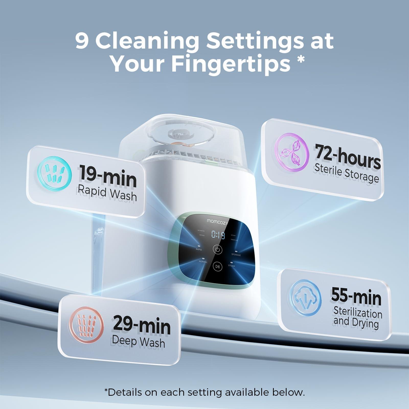 Momcozy Momcozy KleanPal Pro Baby Bottle Washer, Sterilizer & Dryer - All-in-One Cleaning Machine for Bottles, Pump Parts & Baby Essentials - Time-Saving & Effortless Care