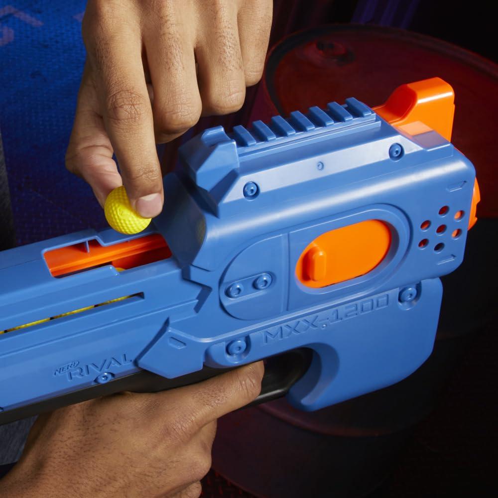 NERF NERF Rival Charger MXX-1200 Motorized Blaster - 12-Round Capacity, 100 FPS Velocity - Includes 24 Official Rival Rounds - Team Blue