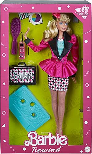 Barbie Rewind 80s Edition Career Girl Doll 11.5 in Blonde Wearing Blazer Houndstooth Skirt Accessories with Cassette Tape Doll Stand Gift for Collectors