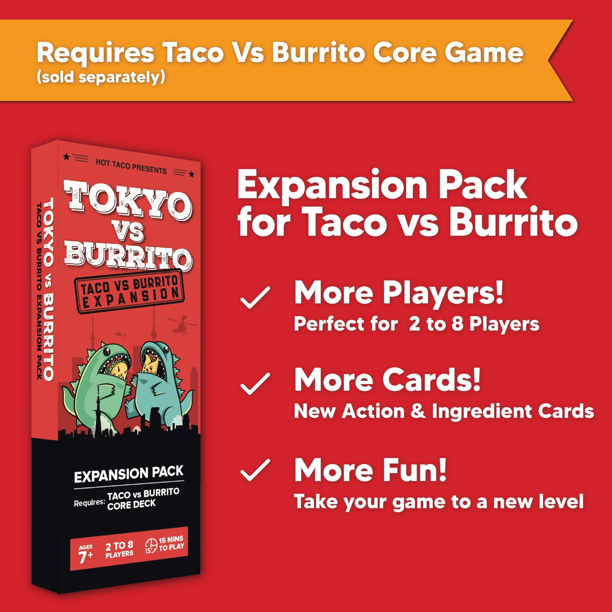 Taco vs Burrito Taco vs Burrito Tokyo Expansion Pack - Fun Family Game for Kids & Adults, Ideal for Family Game Nights, Board & Card Game, Perfect Idea, Requires Core Game