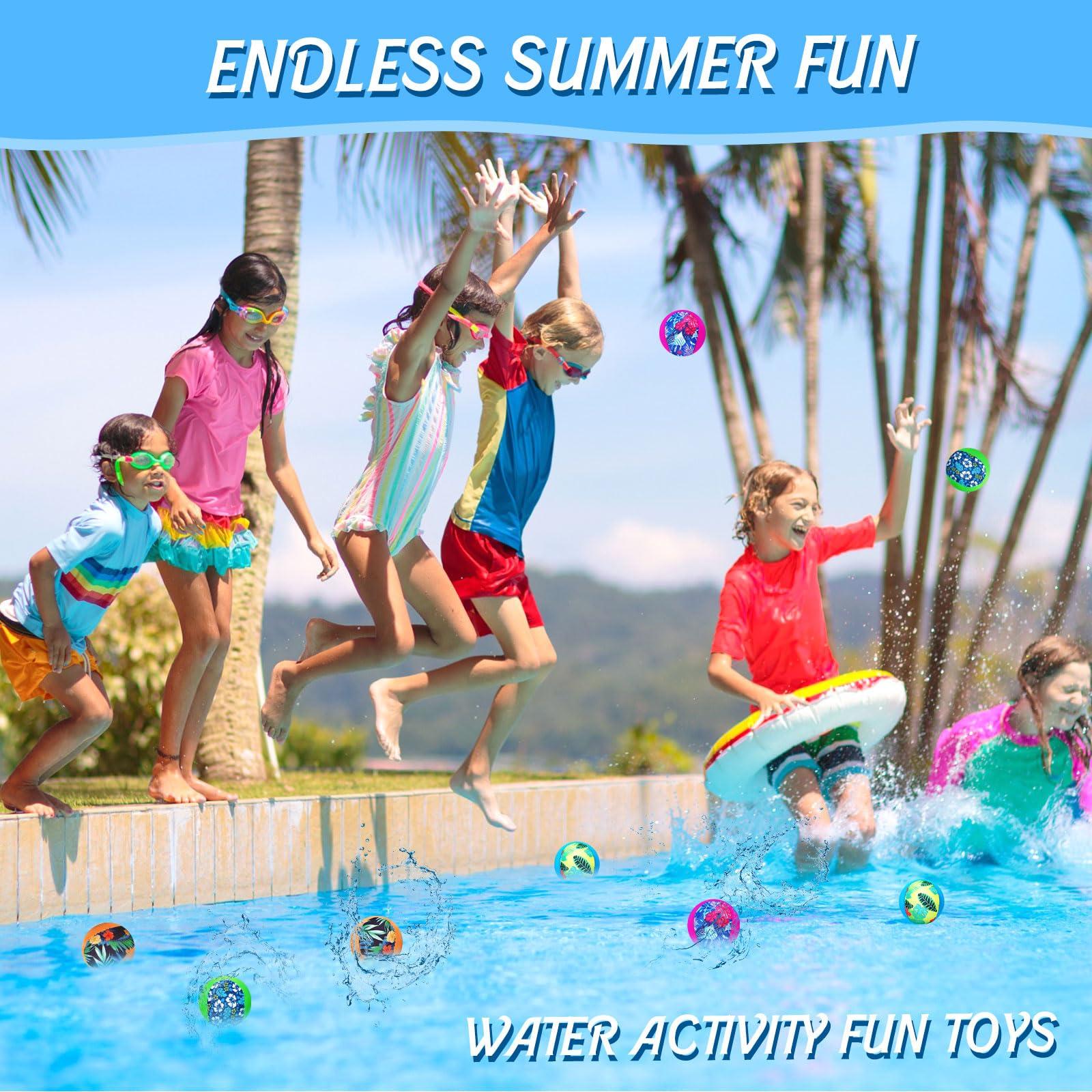 Realspring Realspring Water Skipping Ball for Kids Water Bouncing Ball Beach Pool Toy Ball for Summer Adult Swimming Pool Games Party Favors for Kids(8 Pcs, Tropical Style)