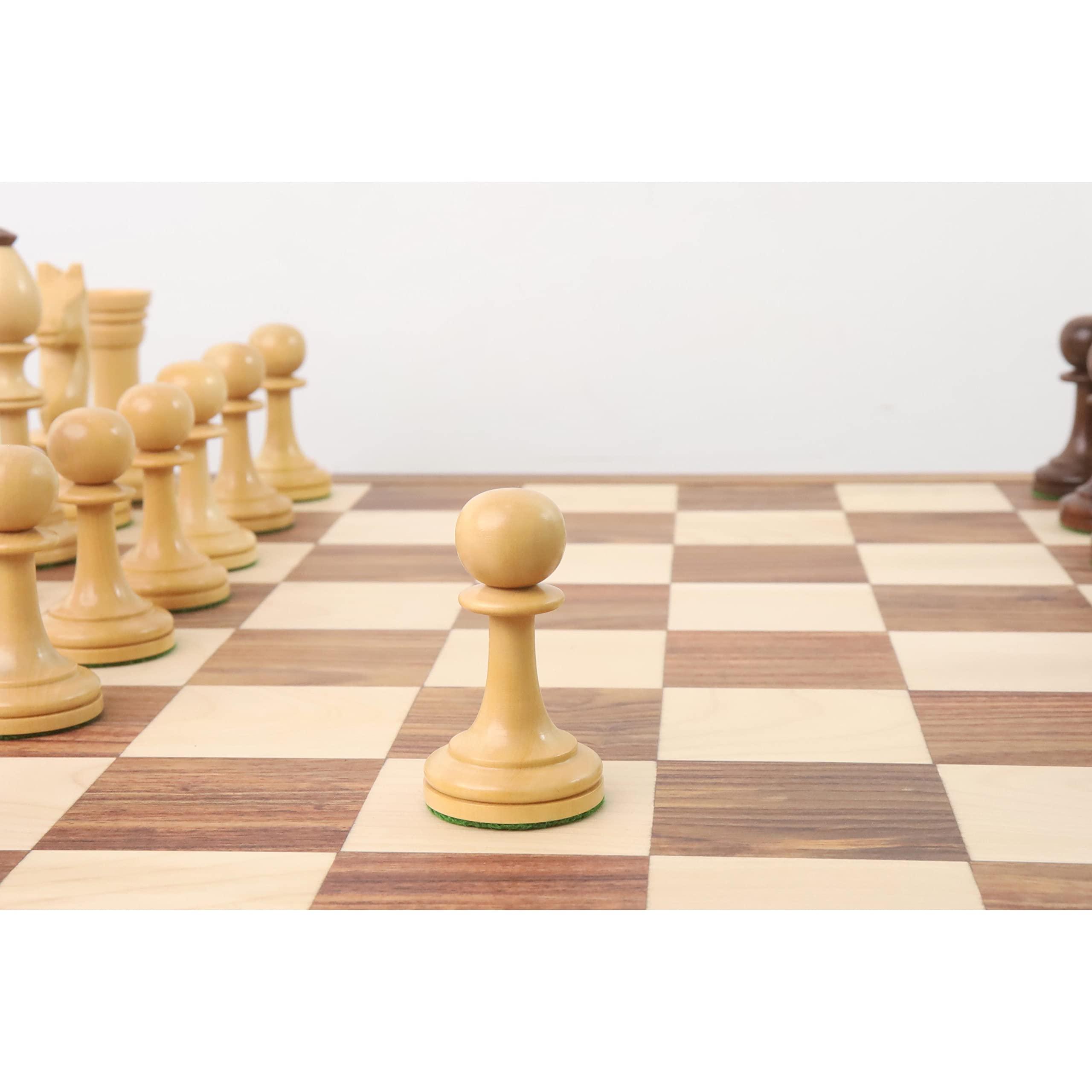 Royal Chess Mall Royal Chess Mall- Combo of Averbakh Soviet Russian Chess Set - Pieces in Golden Rosewood with 21\" Drueke Style Golden Rosewood Chess Board