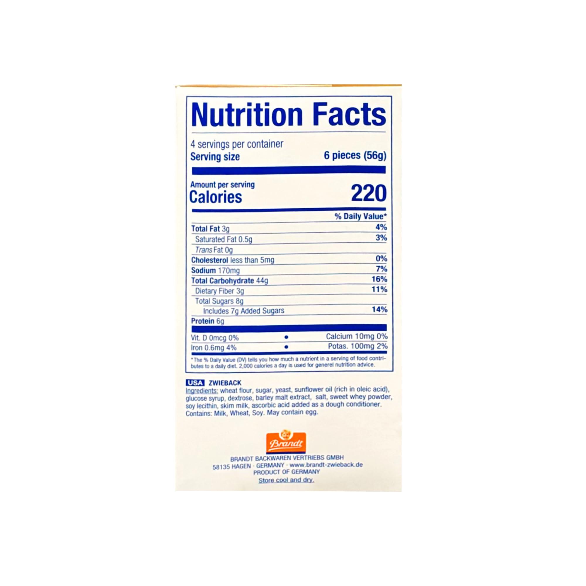 Brandt Brandt Zwieback Rusk | Sweetened Crispy Bread | Perfect for Teething Children | Enjoy with Sweet or Savory toppings | 8 oz each [Pack of 10]