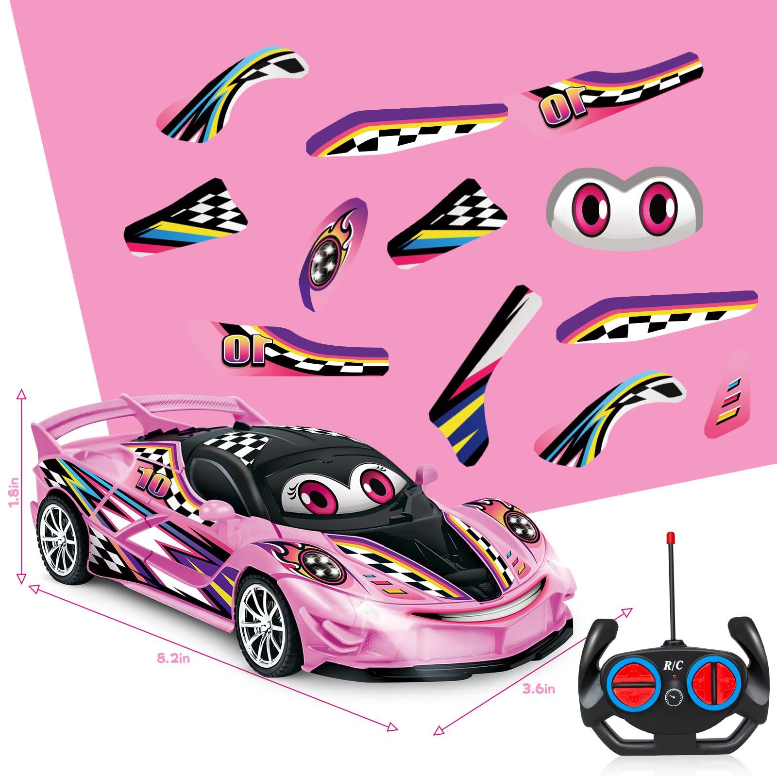 YongnKids Remote Control Car for Girls Kids, Pink RC Cars for Girls, RC Racing Toy with Lights,Hobby RC Cars Electric Power On Road Vehicle Toy Christmas Birthday Gift for Kids Boys Girls Age 3+