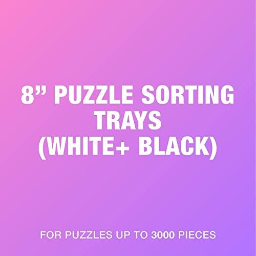 TIDYBOSS 2PK Tidyboss Puzzle Sorting Trays with Lid | Portable Jigsaw Puzzle Accessories Neutral Background Makes Pieces Stand Out Better | Black + White