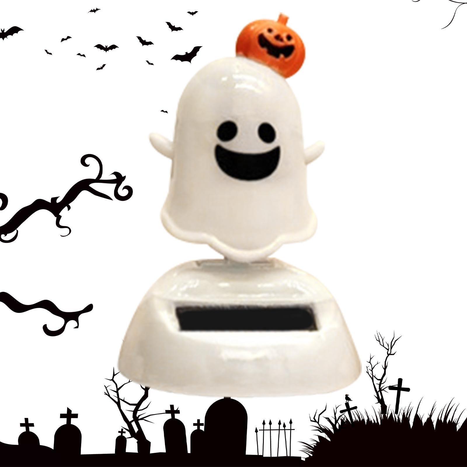 HABURN HABURN Halloween Ghost Solar Dancing Toy, Solar Halloween, Halloween Pumpkin Ghost Swing Figurine, Halloween Dashboard Toys Solar Powered Ghost Dancing Toys, for Car Desk Home Decor