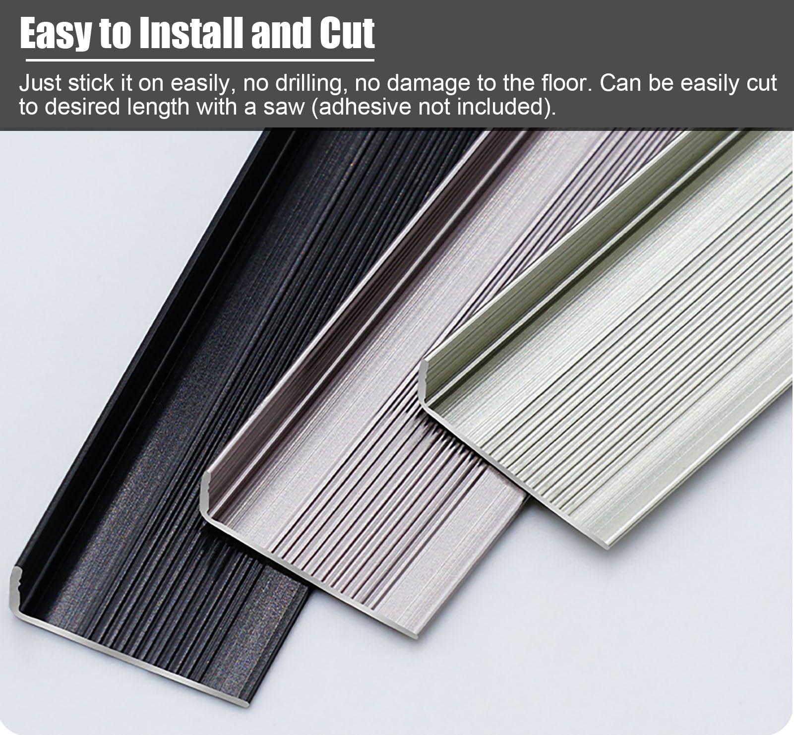 Kunovo Kunovo L-Shaped Metal Wall Corner Protector, Cuttable Edge Trim Transition Strip for Steps/Wall/Tiles/Stairs, Home Floor Transition Edge Banding Bar (Color : Black)