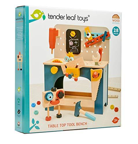 Tender Leaf Toys Tender Leaf Toys - Tabletop Tool Bench - Construction Building Play Set for Kids - Encouraging Logical Thinking, Inspire Imaginative Play and Pretend Play for Age 3+