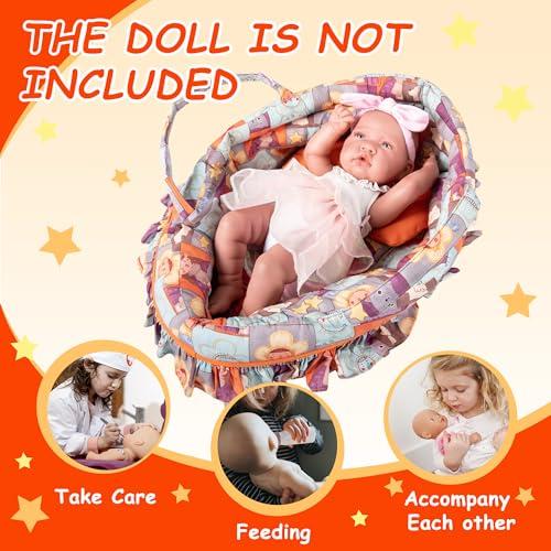 Rakki Dolli Rakki Dolli Doll Carry Cot Set Doll Carrier Soft Basket Bassinet, Includes 1 Cot and 1 Pillow, Fits for 18-inch American Girl Dolls 019