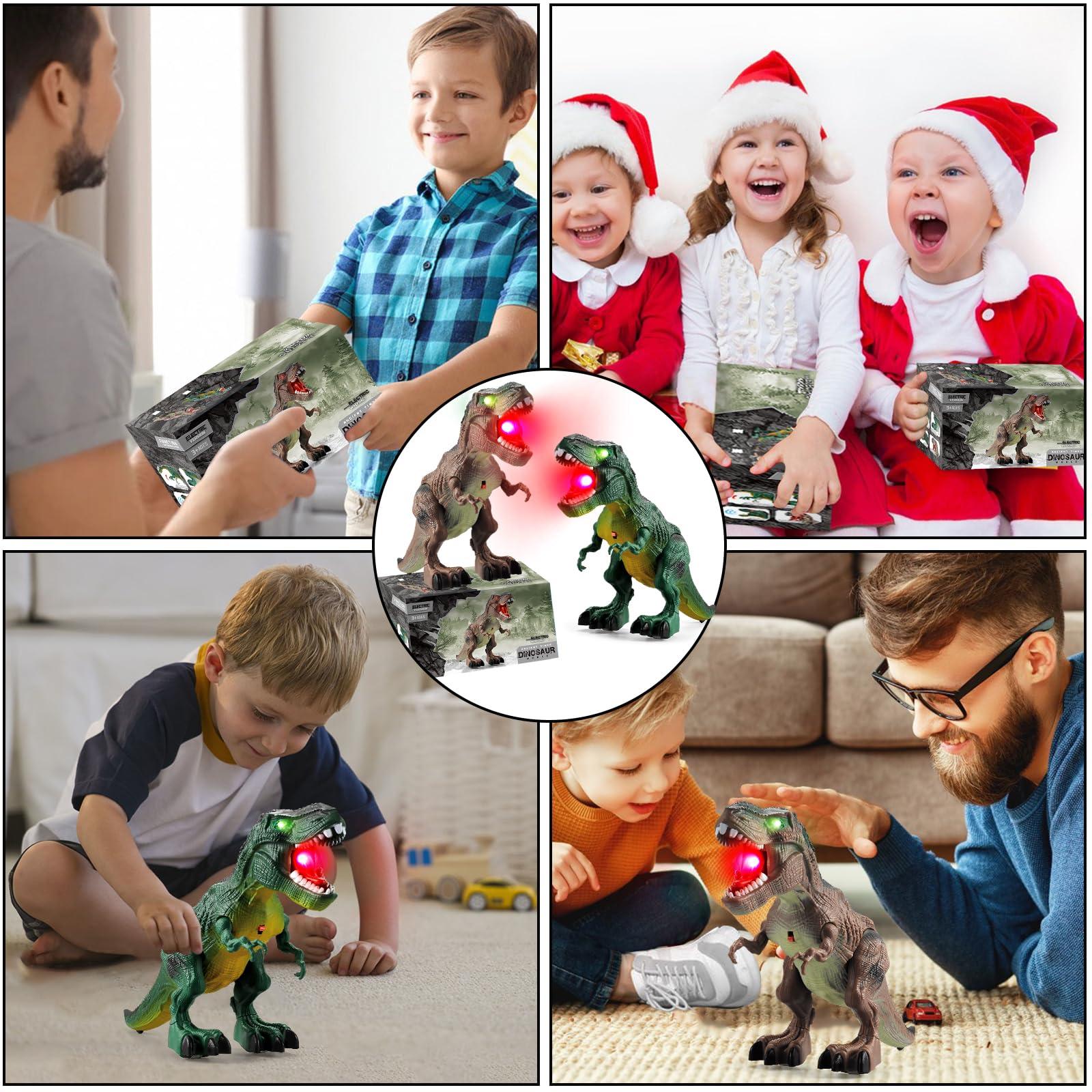 Bloolilies 2 Pack Dinosaur Toys, Electric Walking Dinosaurs Toys for Kids 2-4 3-5 Years with LED Lights & Sounds & Roaring, Robot Dinosaur Figures for Boys Girls & Toddlers Birthday Gifts