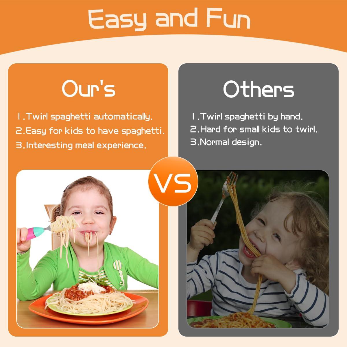 wingosoph wingosoph Electric Spinning Spaghetti Fork for Kids, Automatic Children's Flatware, Twirling Fork for Noodle (NY068-Blue)