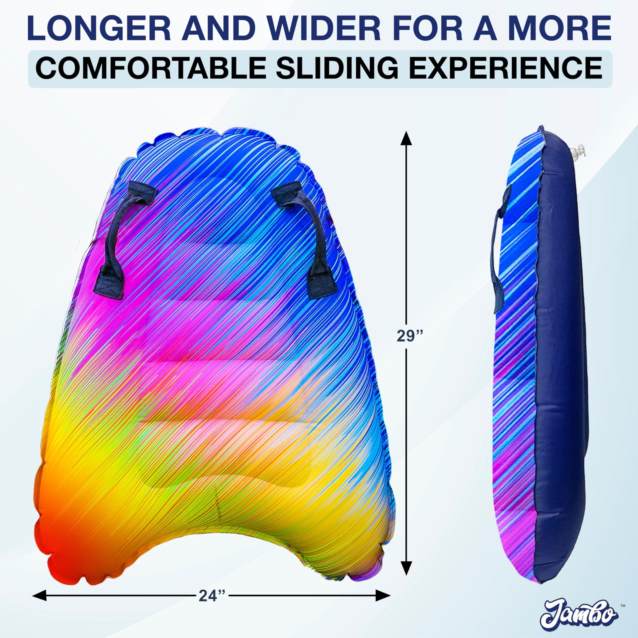 JAMBO JAMBO Inflatable Surf Body Board with Handles, Boogie Board for Beach, Surfing Swimming Floating Surfboard Boards, Pool Floats Pool Beach Toy for Kids (Tie-Dye, Water Color and Color Spiked) - 3 Pack