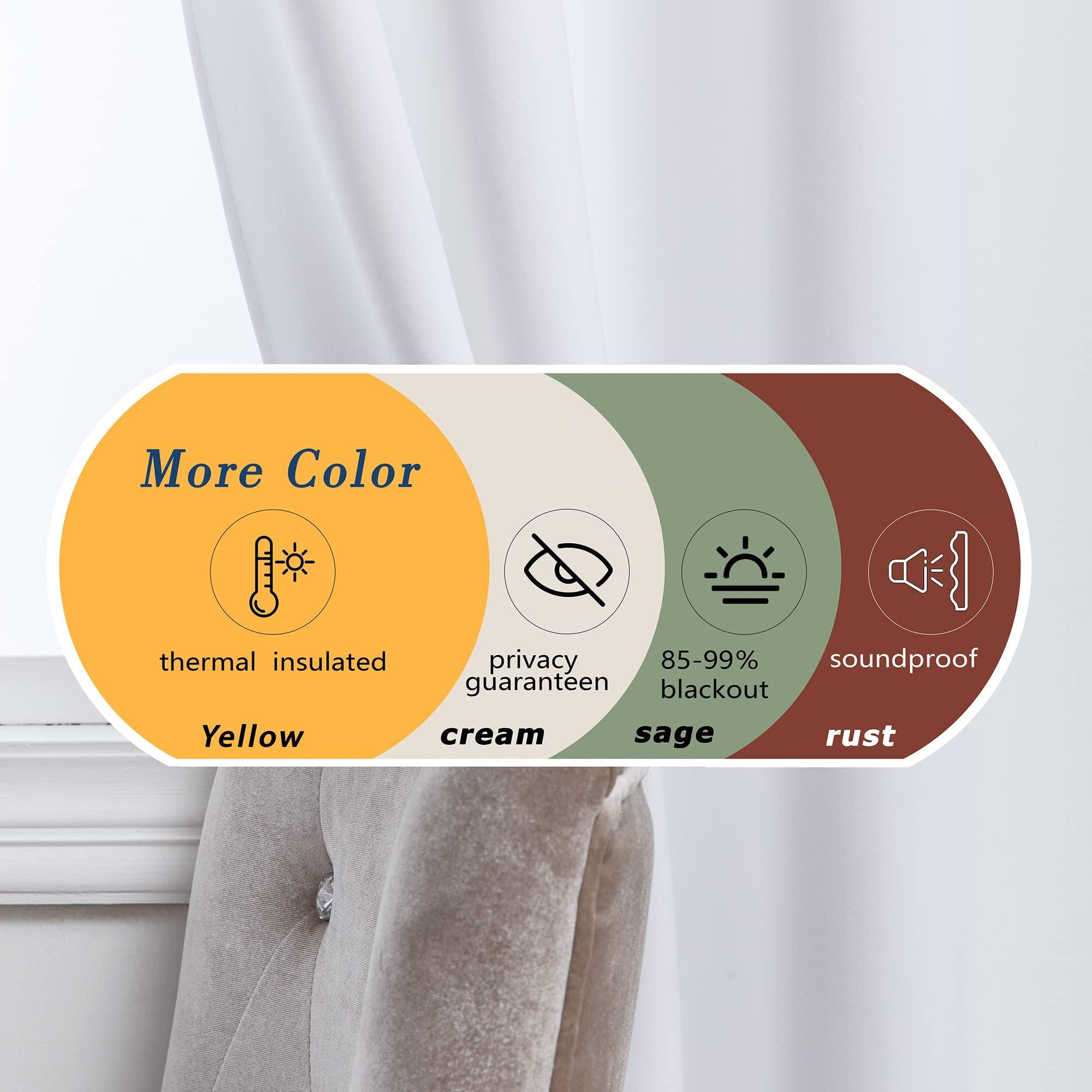 Mrs.Naturall Mrs.Naturall Small Window Curtains for Bedroom 2 Panels Set 45 in Long White Room Darkening Thermal Insulated Light Blocking Short Blackout Curtains for Bathroom Nursery 45 Inch Length