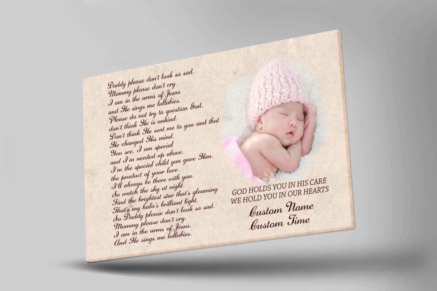 INSPIAMZUE INSPIAMZUE Baby memorial gifts, Personalized sympathy canvas for loss of baby, Remembrance Gift for loss of infant, Loss of Child, Child loss gifts - VTQ305 (10x8 inch)