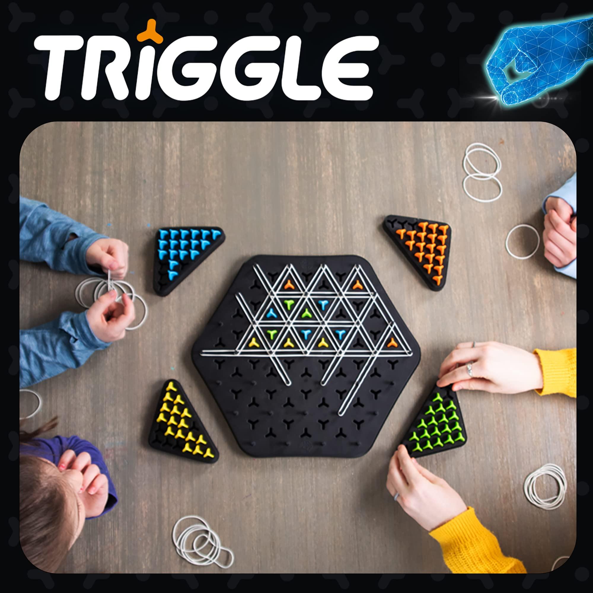 Fat Brain Toys Fat Brain Toys Triggle - Stretch Four to Score [Fun Family Brainteaser Strategy Game for Kids, Teens, & Adults] Rubber Band Triangle Game