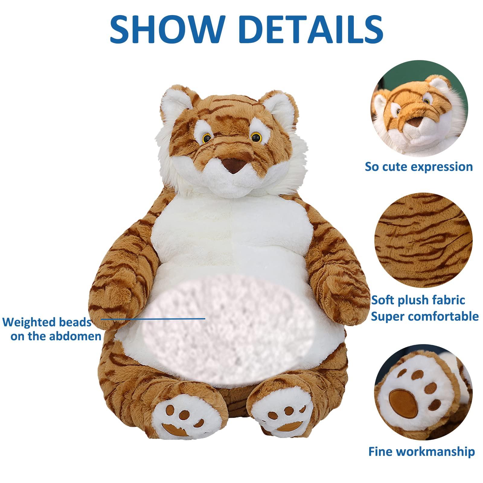 ronivia ronivia Tiger Weighted Stuffed Animals, 17\" 3.5 lbs Weighted Tiger Plush Large Weighted Plush Animal Toy Pillow Gifts for Boys and Girls