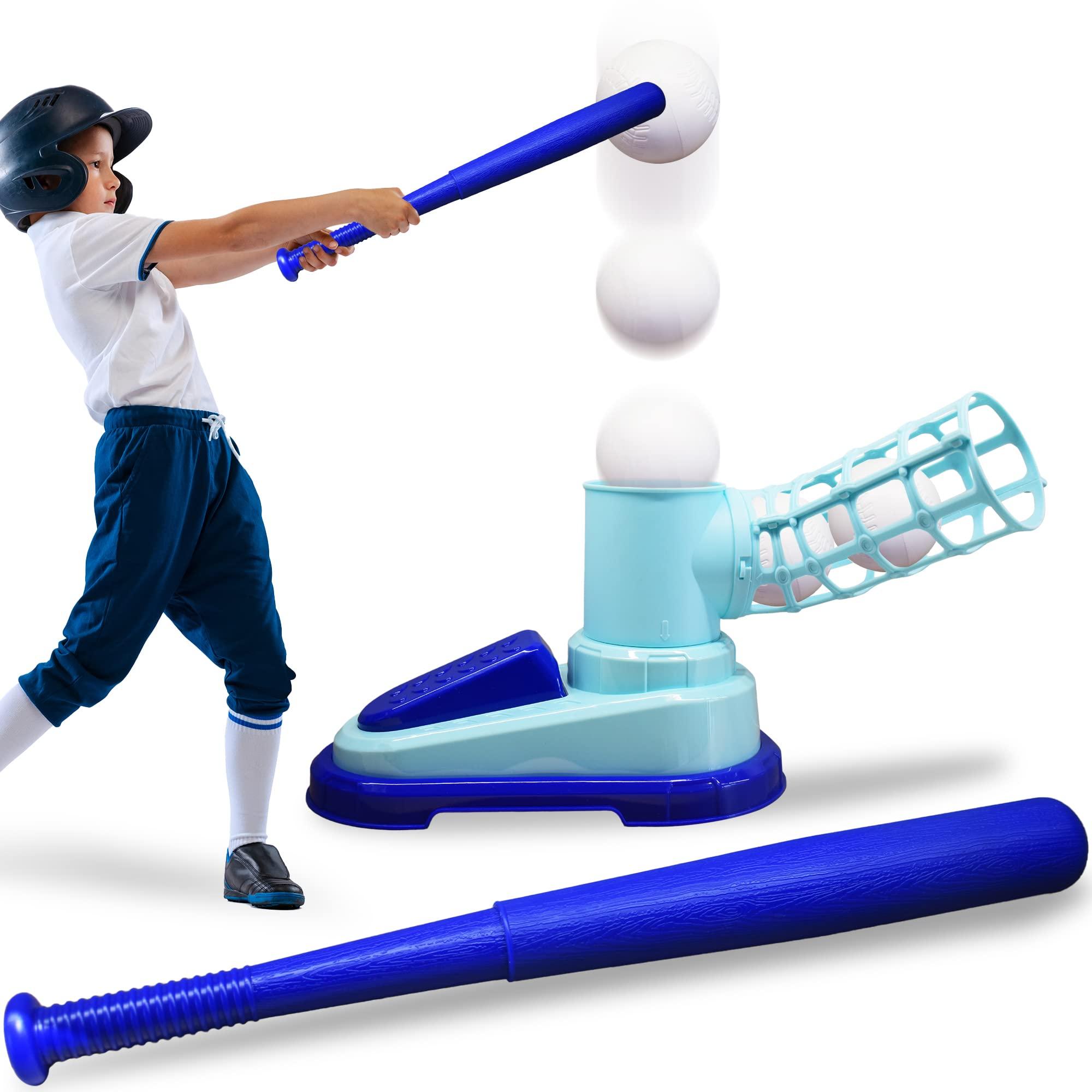 ArtCreativity ArtCreativity Baseball Pitching Machine for Kids, Pop A Pitch Baseball Batting Kids Pitching Machine Toy with Collapsible Bat + 3 Baseballs, Baseball Pitching Trainer for Batting Practice, Outdoor Fun
