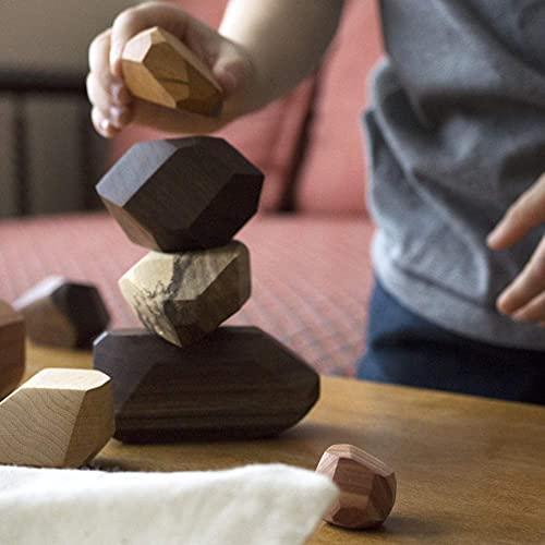 Tumi Ishi Tumi Ishi 22 Piece Natural Wooden Balancing Block Set - Sensory Educational Natural Wood Toy Stacking Game - Mixed Wood Species - USA Made - Jojoba Oil and Beeswax Finish - Wood Stone Building Blocks