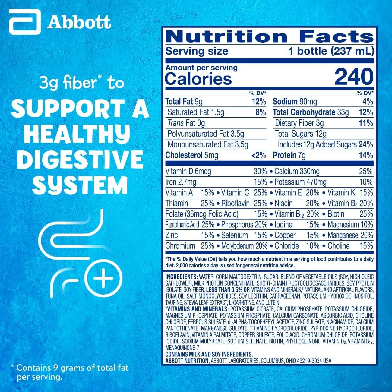 PediaSure PediaSure Grow & Gain With Fiber and Immune Support, 3g Fiber for Kids to Support Healthy Digestive System, Kids Protein Shake, DHA Omega-3, Non-GMO, Vanilla, 8 fl oz, Pack of 24