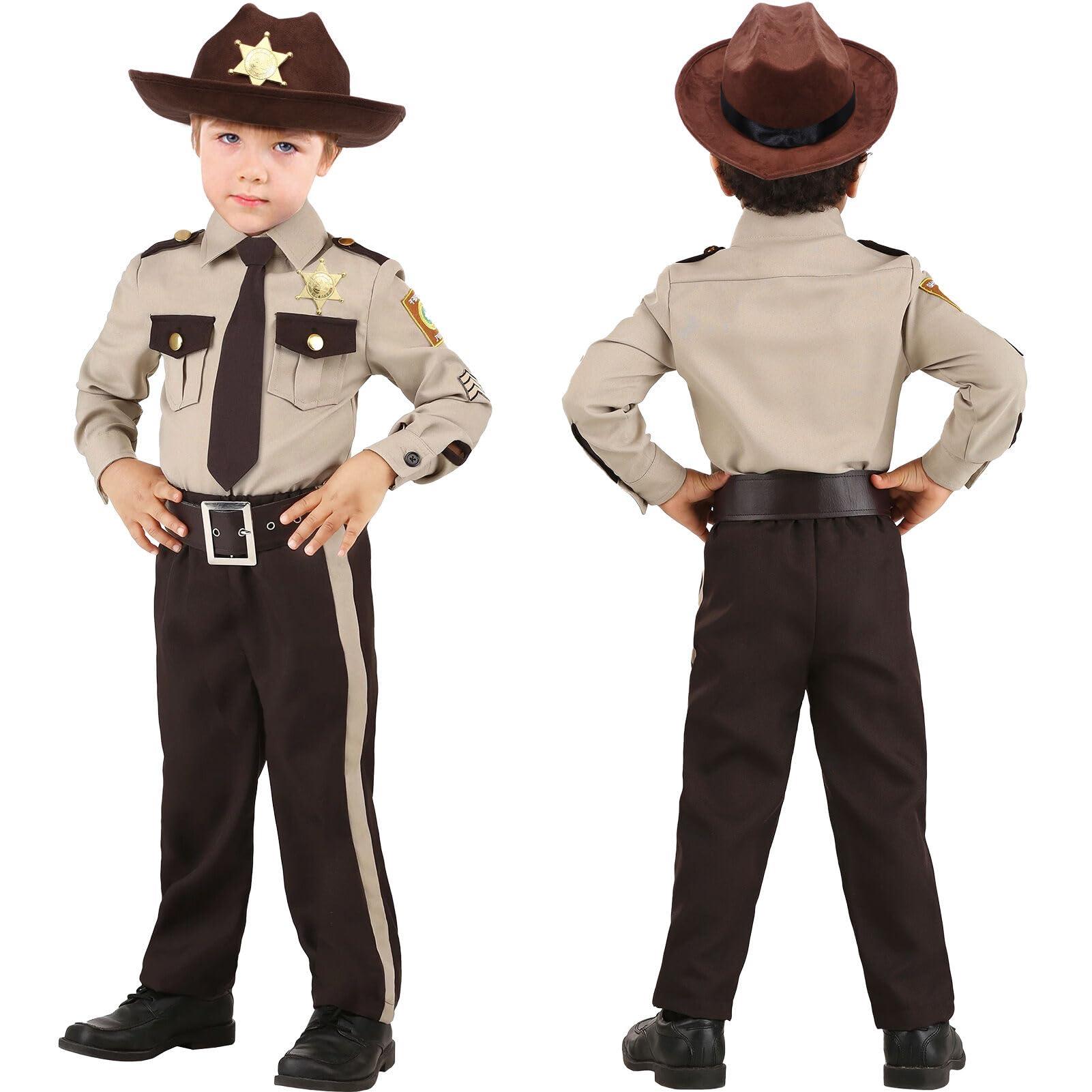Latocos Latocos Kids Police Officer Costume Western Sheriff Cowboy Uniform Role Play with Accessories Halloween Costumes Boys Girls