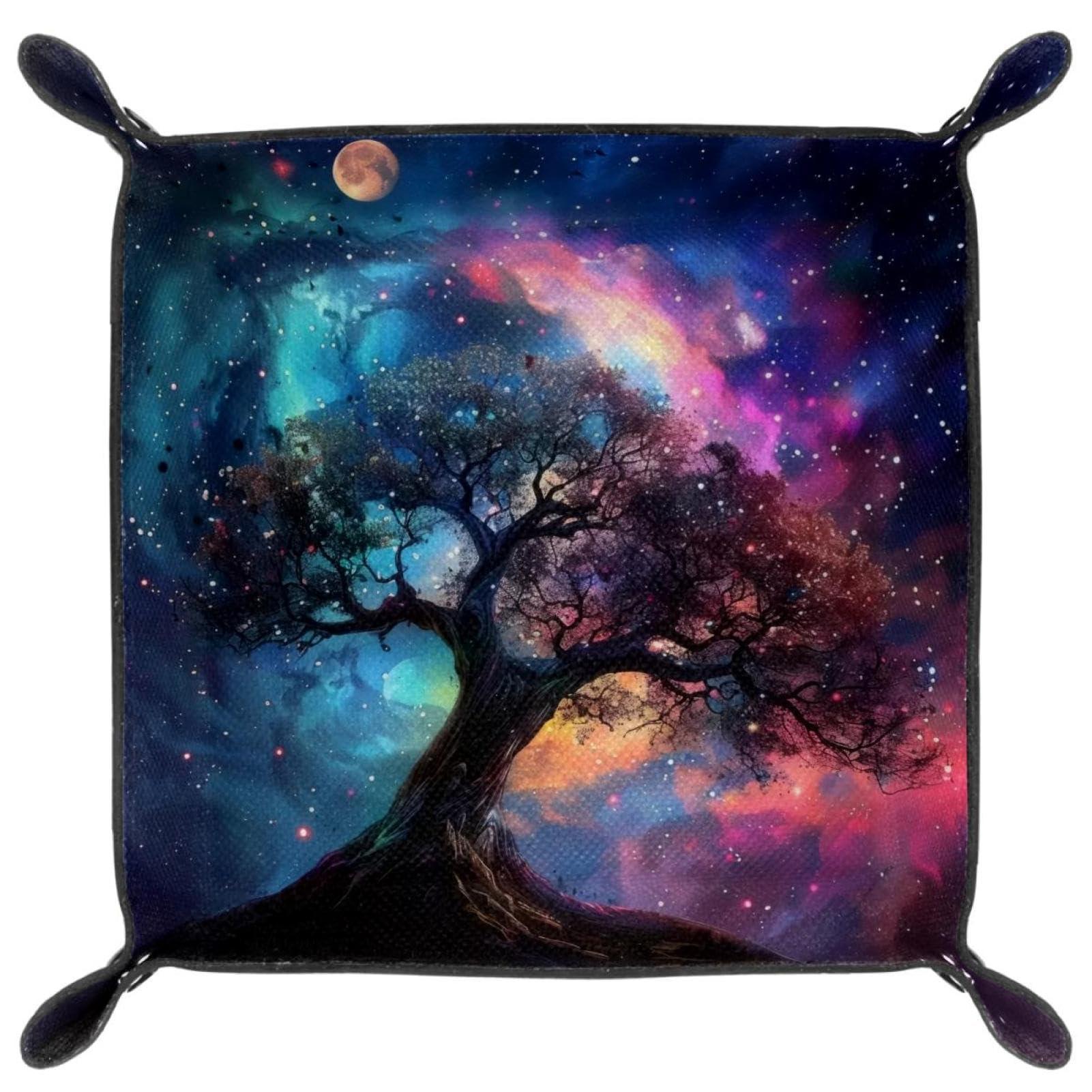 NEWzone Galaxy Tree Dice Tray Dice Rolling Tray Folding Dice Holder for Dice Games, Like RPG, DND and Other Table Games