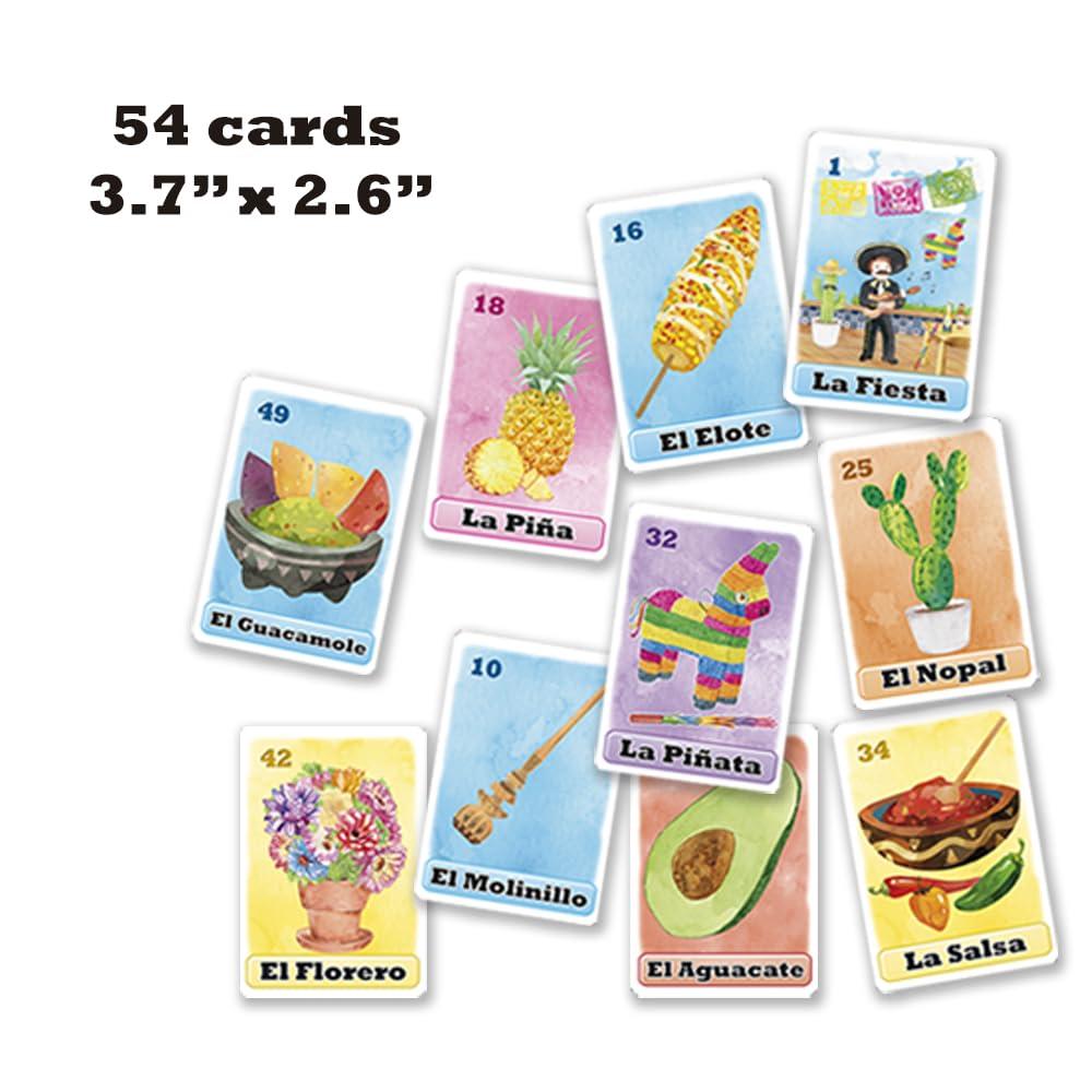 More Fiesta Jumbo Size Mexican Fiesta Bingo Tablas Game Set in Spanish, for up to 10 Players - 10 Large Size Boards and Full Deck of Cards