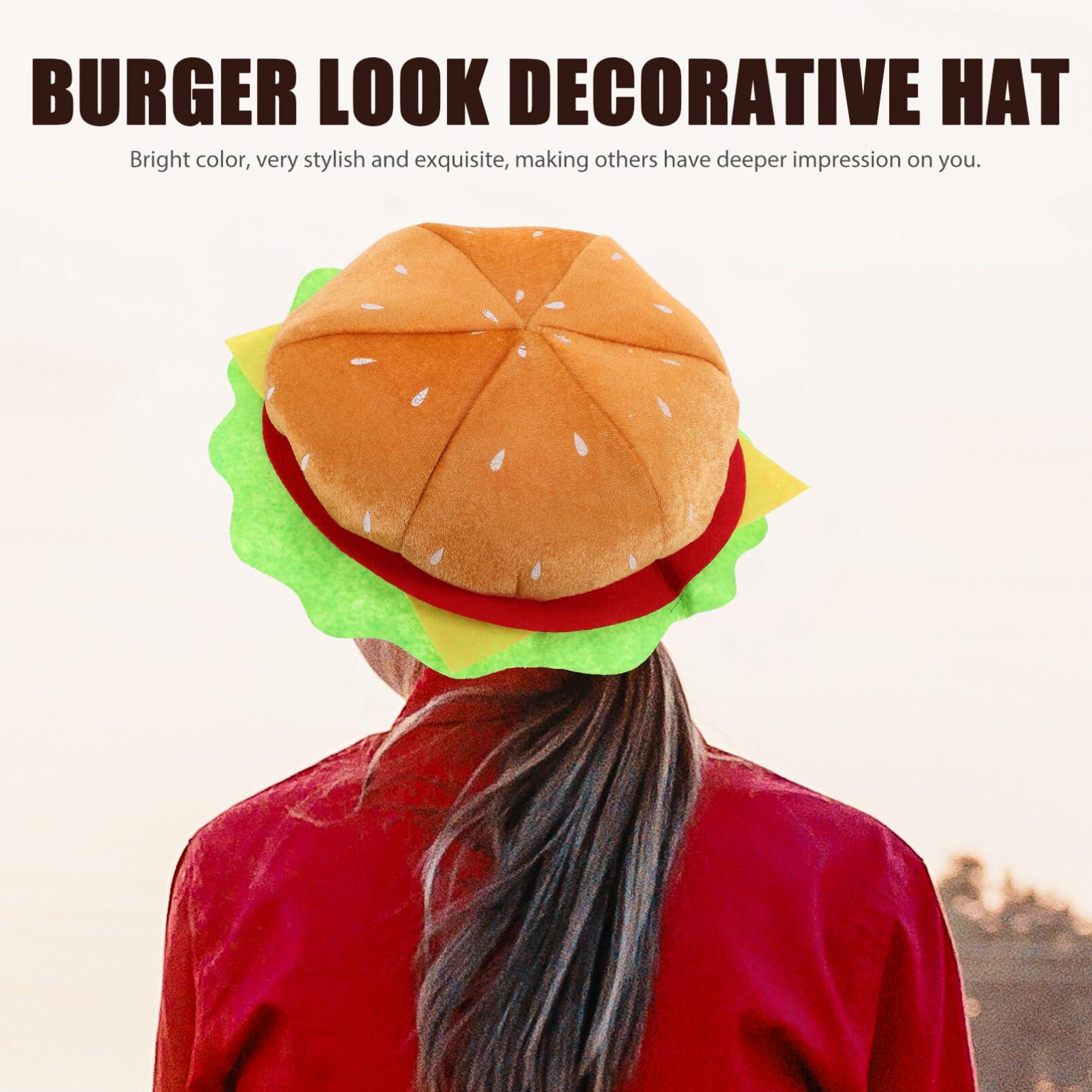 STOBAZA STOBAZA Funny Hamburger Hat, Food Cheeseburger Headgear Hat for Funny Party Hat Soft Plush Burger Hat, Crazy Silly Costume Hat Headwear for Halloween Party Role Play Dress Up, One Size Fits