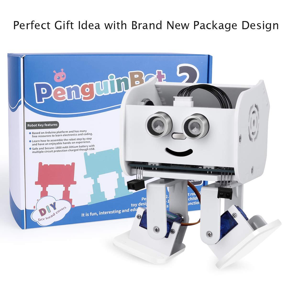 ELEGOO ELEGOO Penguin Bot Biped Robot Kit Robotics for Kids Adults Coding for Kids 8-12 STEM Kits for Kids Ages 12-14 14-16 Boys Toys Teens Circuits Engineering Kits Compatible with Arduino