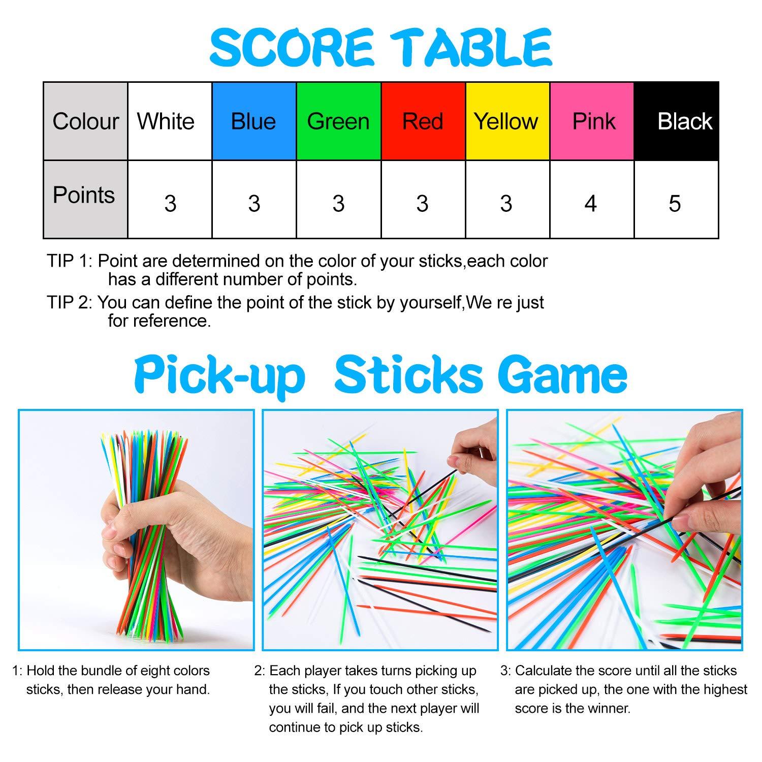 CLESDF CLESDF Pick Up Sticks for Kids, 480Pcs Original Pickup Sticks Retro Toys with 1 Black Bag for Family Fun Game Gift