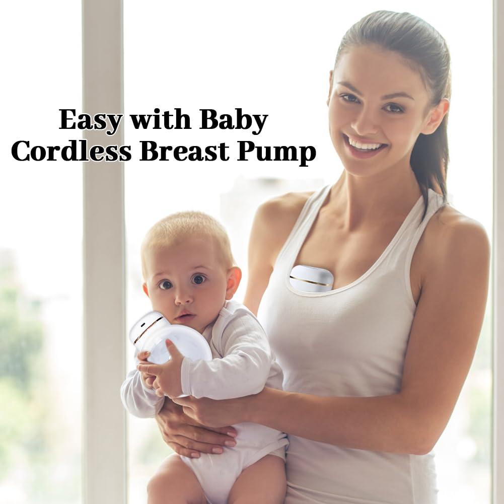 ZZDD ZZDD Double Wearable Breast Pump, Memory Function Rechargeable with Massage and Pumping Mode 24mm WhiteLCD Display, Electric Hands-Free Breast Pumps with 2 Modes, 9 Levels, 1