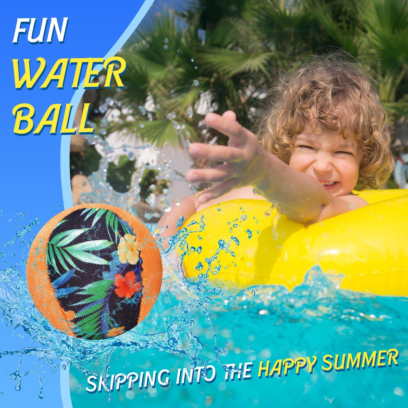 Realspring Realspring Water Skipping Ball for Kids Water Bouncing Ball Beach Pool Toy Ball for Summer Adult Swimming Pool Games Party Favors for Kids(8 Pcs, Tropical Style)