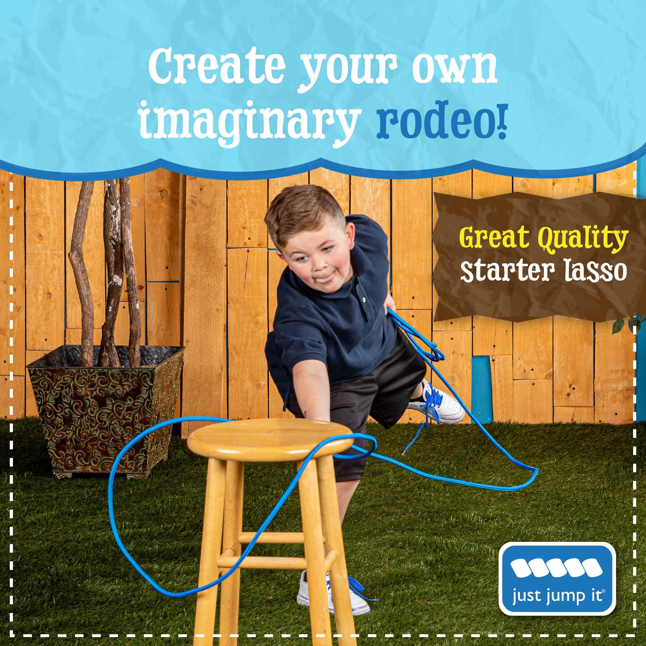 Just Jump It Just Jump It Lil Lariat Junior Lasso Rope - Pre-Tied 20\' Kids Cowboy Rope - Pink and White