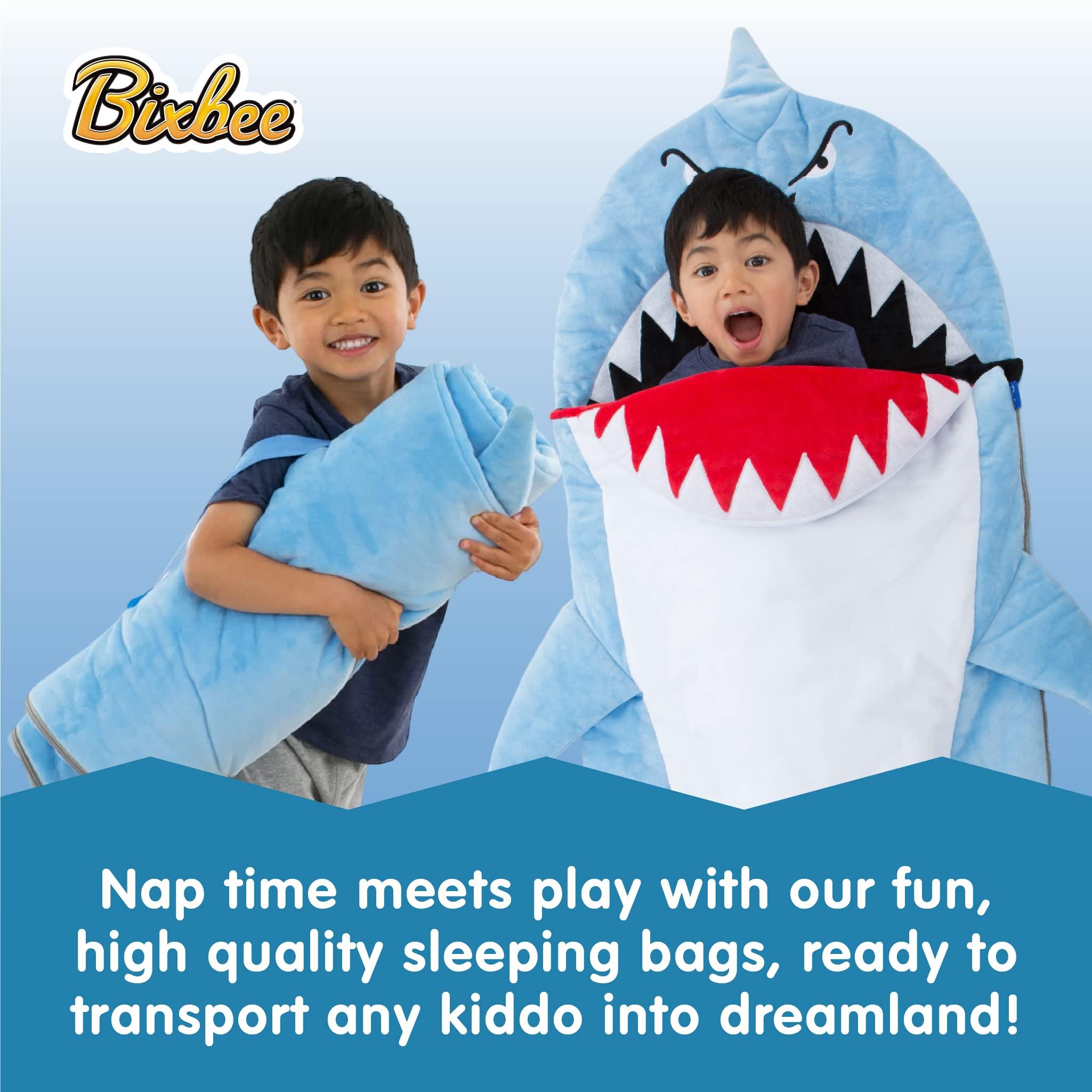 Bixbee Bixbee Kids Sleeping Bag, Soft Sleepy Sack for Kids & Toddlers | Easy Roll Up Design for Daycare + Naptime, 60 x 22 Inches |Cozy Slumber Bag with Lining | Shark Sleeping Bag for Boys + Girls