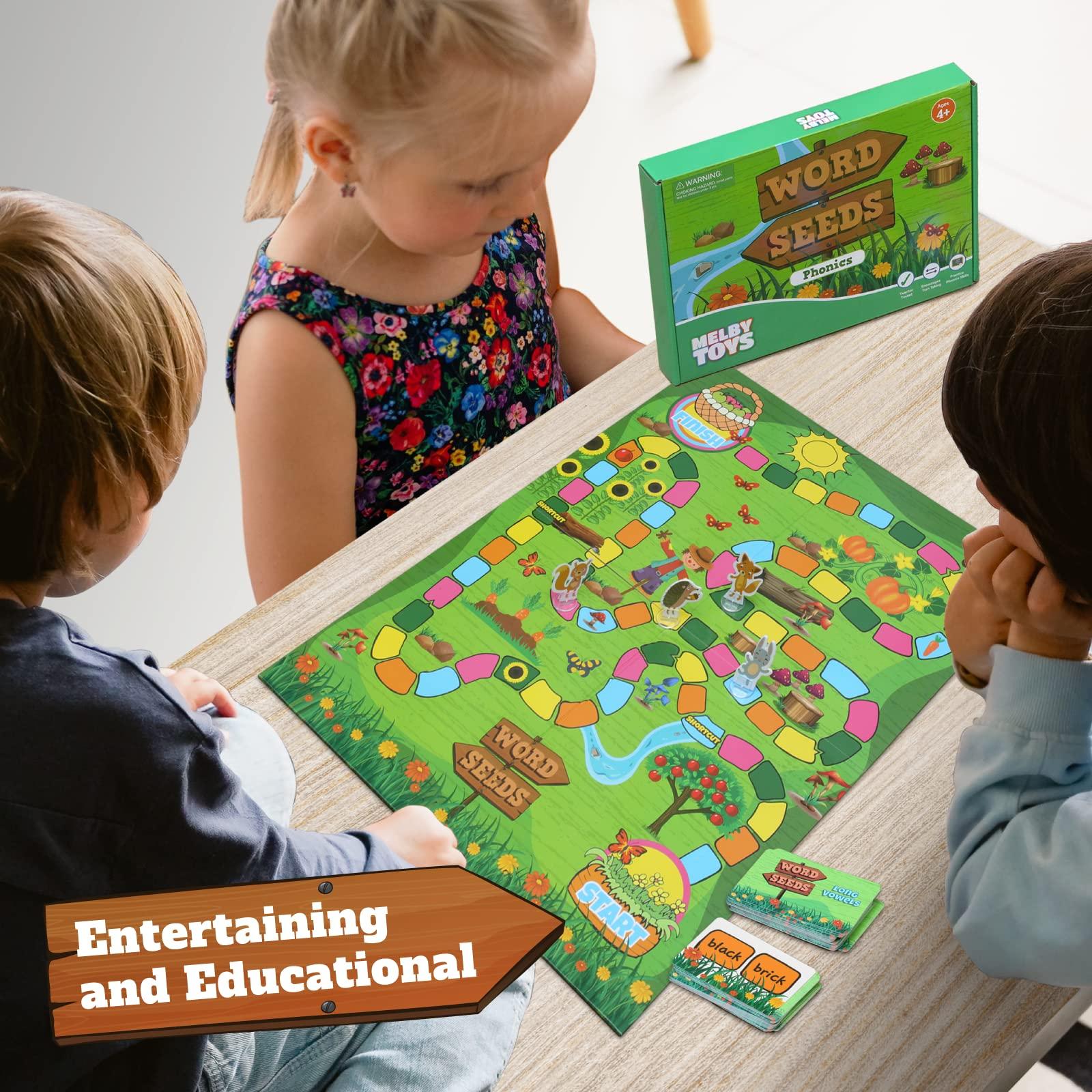 Melby Toys Word Seeds - Phonics Games for Kids Ages 4-8, Kindergarten Learning Activities, Learn to Read Game, Kindergarten Games for Classroom, CVC Games