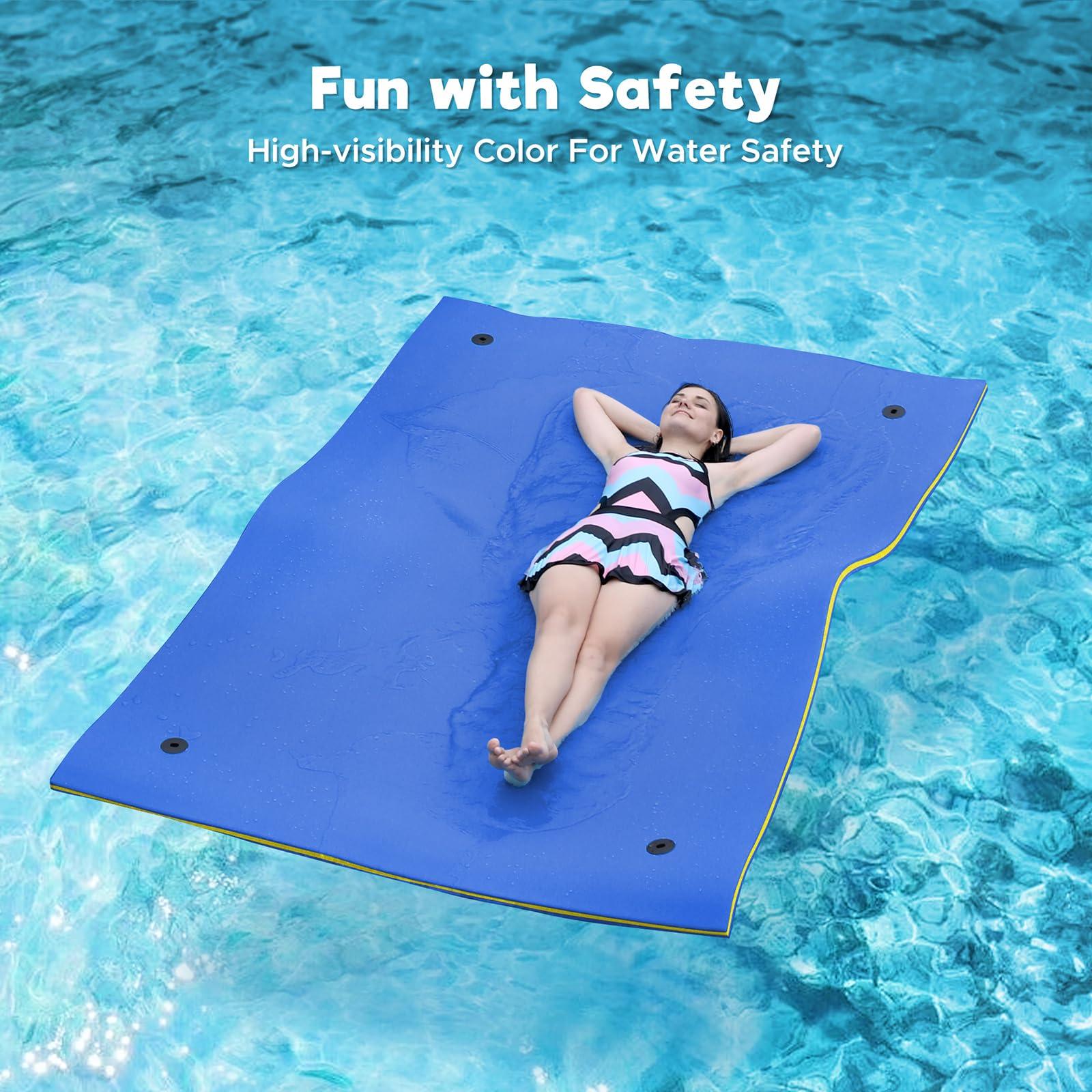WARMOUNTS WARMOUNTS Water Floating Mat Foam Pad, 9x6FT Bouncy Tear-Resistant XPE Foam, Recreation and Relaxing for Pool Lake River Ocean Outdoor Water Activities